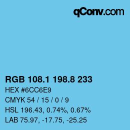 カラーコード: RGB 108.1 198.8 233 | qconv.com