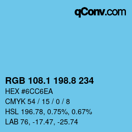 カラーコード: RGB 108.1 198.8 234 | qconv.com