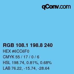 Color code: RGB 108.1 198.8 240 | qconv.com