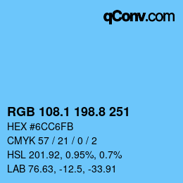 カラーコード: RGB 108.1 198.8 251 | qconv.com