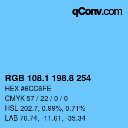 Color code: RGB 108.1 198.8 254 | qconv.com