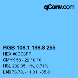 Código de color: RGB 108.1 198.8 255 | qconv.com