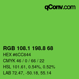 カラーコード: RGB 108.1 198.8 68 | qconv.com