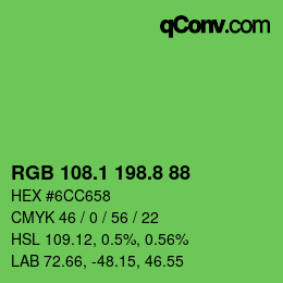カラーコード: RGB 108.1 198.8 88 | qconv.com