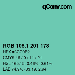 カラーコード: RGB 108.1 201 178 | qconv.com