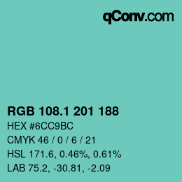 カラーコード: RGB 108.1 201 188 | qconv.com