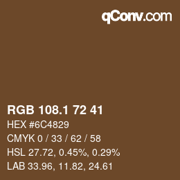 Color code: RGB 108.1 72 41 | qconv.com