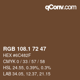 Color code: RGB 108.1 72 47 | qconv.com