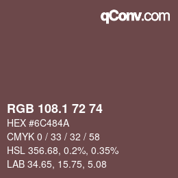 カラーコード: RGB 108.1 72 74 | qconv.com
