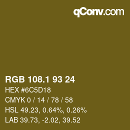 カラーコード: RGB 108.1 93 24 | qconv.com