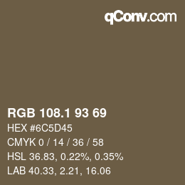 Color code: RGB 108.1 93 69 | qconv.com