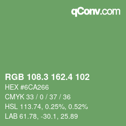 カラーコード: RGB 108.3 162.4 102 | qconv.com