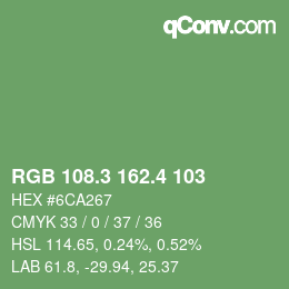カラーコード: RGB 108.3 162.4 103 | qconv.com
