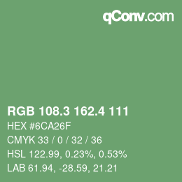 カラーコード: RGB 108.3 162.4 111 | qconv.com