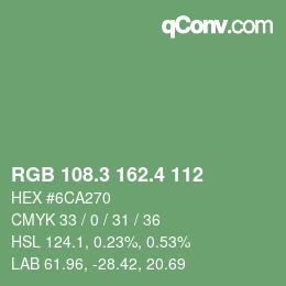 カラーコード: RGB 108.3 162.4 112 | qconv.com
