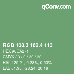 カラーコード: RGB 108.3 162.4 113 | qconv.com