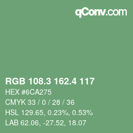 カラーコード: RGB 108.3 162.4 117 | qconv.com