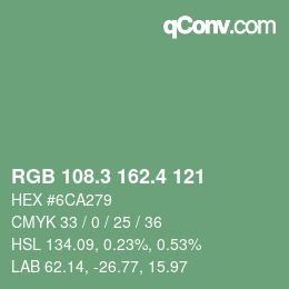 カラーコード: RGB 108.3 162.4 121 | qconv.com