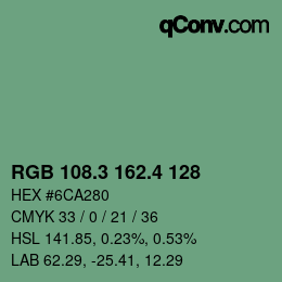 カラーコード: RGB 108.3 162.4 128 | qconv.com