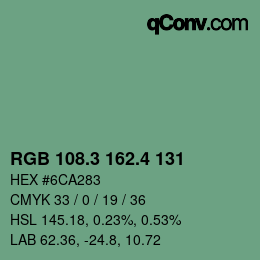 カラーコード: RGB 108.3 162.4 131 | qconv.com