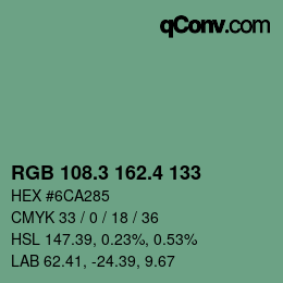 カラーコード: RGB 108.3 162.4 133 | qconv.com