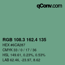 カラーコード: RGB 108.3 162.4 135 | qconv.com