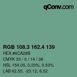 カラーコード: RGB 108.3 162.4 139 | qconv.com