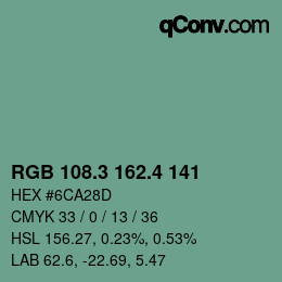 カラーコード: RGB 108.3 162.4 141 | qconv.com