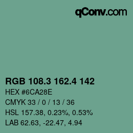 カラーコード: RGB 108.3 162.4 142 | qconv.com