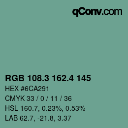 カラーコード: RGB 108.3 162.4 145 | qconv.com