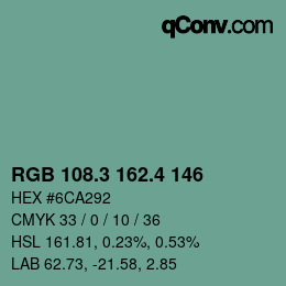 カラーコード: RGB 108.3 162.4 146 | qconv.com