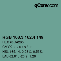 カラーコード: RGB 108.3 162.4 149 | qconv.com