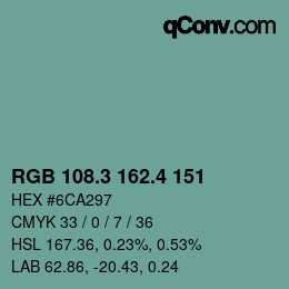 カラーコード: RGB 108.3 162.4 151 | qconv.com