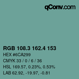 カラーコード: RGB 108.3 162.4 153 | qconv.com