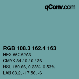 カラーコード: RGB 108.3 162.4 163 | qconv.com