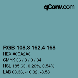 カラーコード: RGB 108.3 162.4 168 | qconv.com