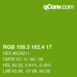 カラーコード: RGB 108.3 162.4 17 | qconv.com