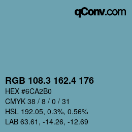 カラーコード: RGB 108.3 162.4 176 | qconv.com