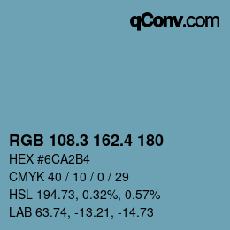 カラーコード: RGB 108.3 162.4 180 | qconv.com