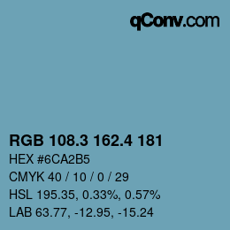 カラーコード: RGB 108.3 162.4 181 | qconv.com