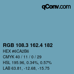 カラーコード: RGB 108.3 162.4 182 | qconv.com