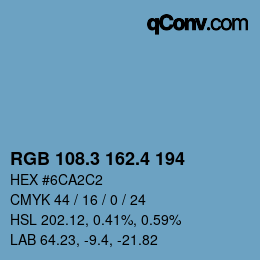 カラーコード: RGB 108.3 162.4 194 | qconv.com