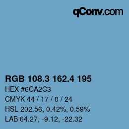 カラーコード: RGB 108.3 162.4 195 | qconv.com