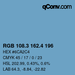 カラーコード: RGB 108.3 162.4 196 | qconv.com