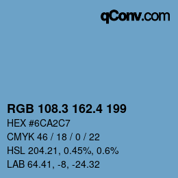 カラーコード: RGB 108.3 162.4 199 | qconv.com