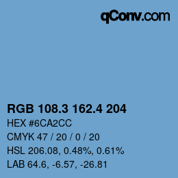 カラーコード: RGB 108.3 162.4 204 | qconv.com
