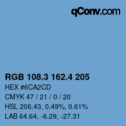 カラーコード: RGB 108.3 162.4 205 | qconv.com