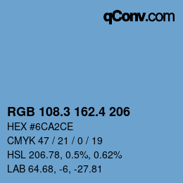 カラーコード: RGB 108.3 162.4 206 | qconv.com