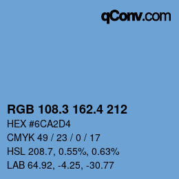 カラーコード: RGB 108.3 162.4 212 | qconv.com