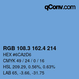 カラーコード: RGB 108.3 162.4 214 | qconv.com